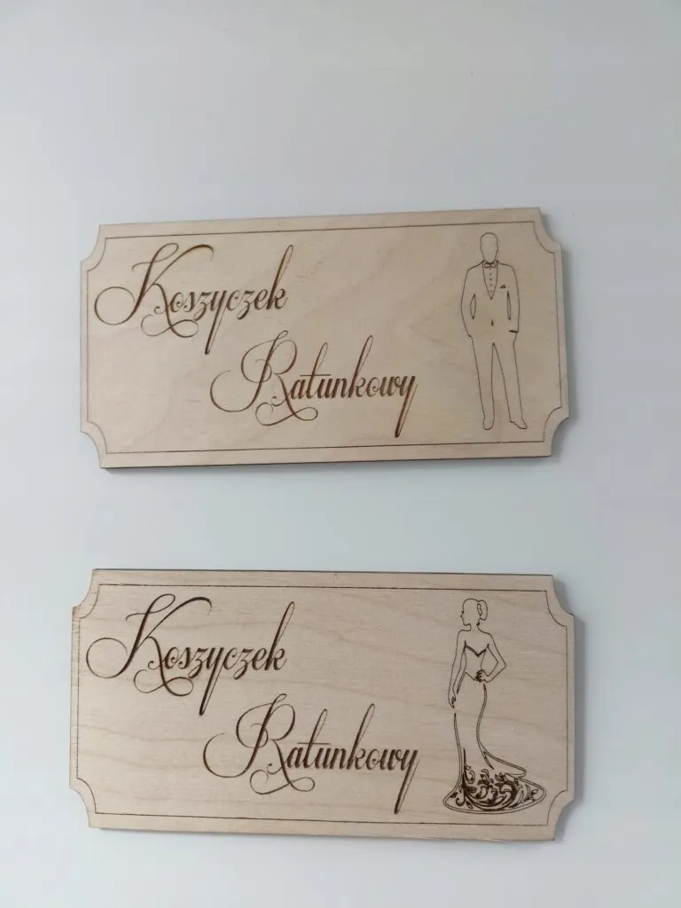 DREWNIANA TABLICZKA KOSZYCZEK RATUNKOWY NA ŚLUB