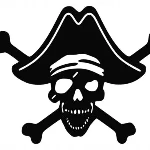 DEKORACJA ŚCIENNA 3D NA DRZWI CZASZKA PIRAT D130