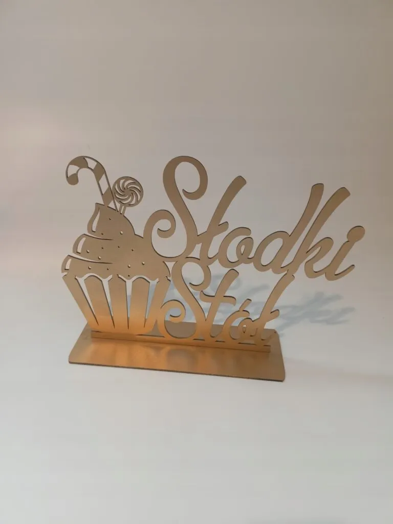 STOJĄCY NAPIS SŁODKI STÓŁ 34 CM DEKORACJA STOŁU NA ŚLUB KOMUNIĘ CHRZCINY 18-STKĘ