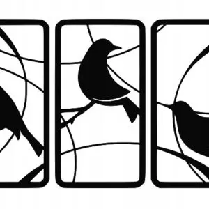 DEKORACJA ŚCIENNA LOFT OBRAZ TRYPTYK PTAKI D137