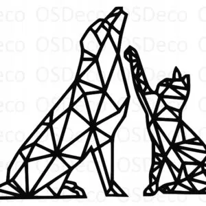 PIES I KOT GEOMETRYCZNY MODNA DEKORACJA 3D T117