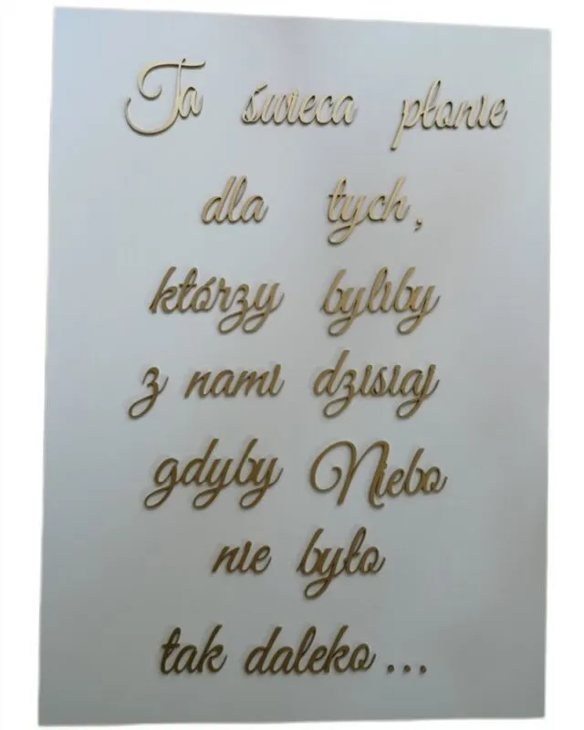 Tablica Ta świeca płonie... złote napisy