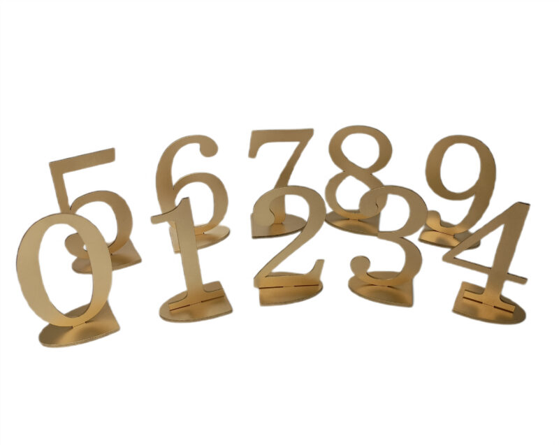 ZŁOTE NUMERY NA STOŁY WESELE, RESTAURACJA, NUMERKI NA STOLIKI, NUMERY STOŁÓW - K256