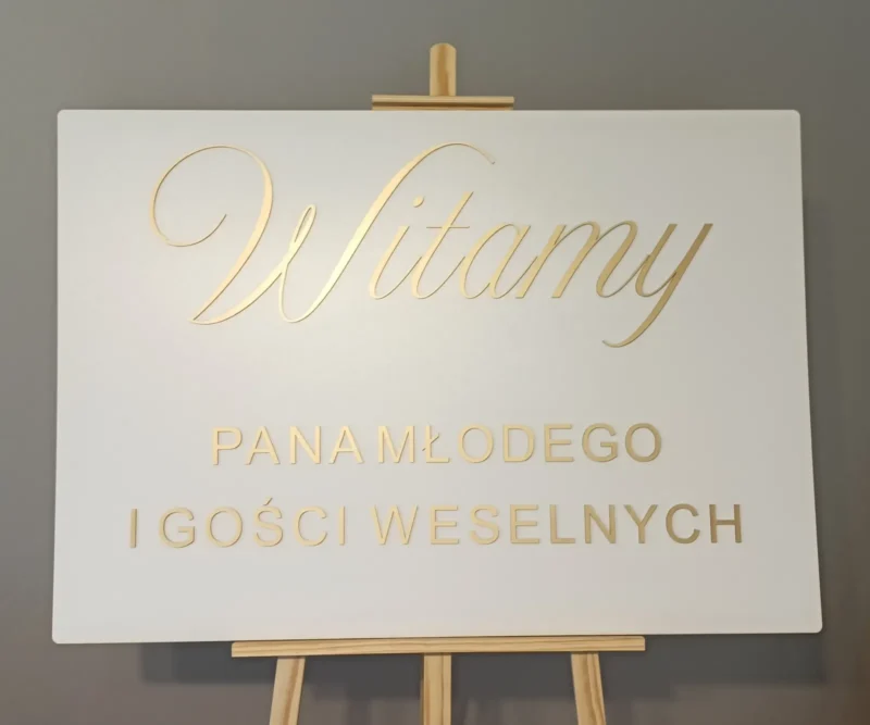 WITAMY PANA MŁODEGO I GOŚCI WESELNYCH XL (70x100 cm) - DUŻA TABLICA POWITALNA ŚLUB WESELE DEKORACJE ŚLUBNE GLAMOUR - M238