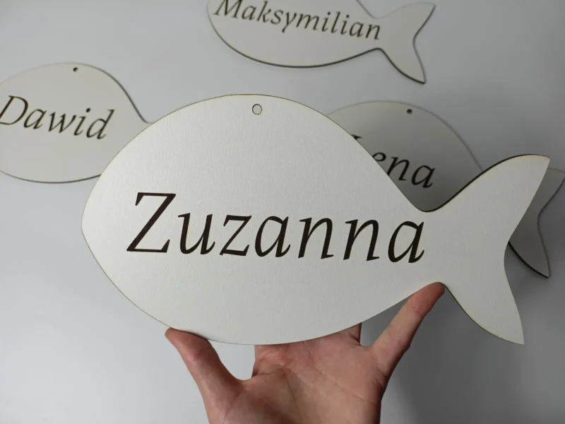 RYBKI Z IMIONAMI DZIECI DEKORACJA KOŚCIOŁA PIERWSZA KOMUNIA ŚW. PERSONALIZOWANA DEKORACJA- M249