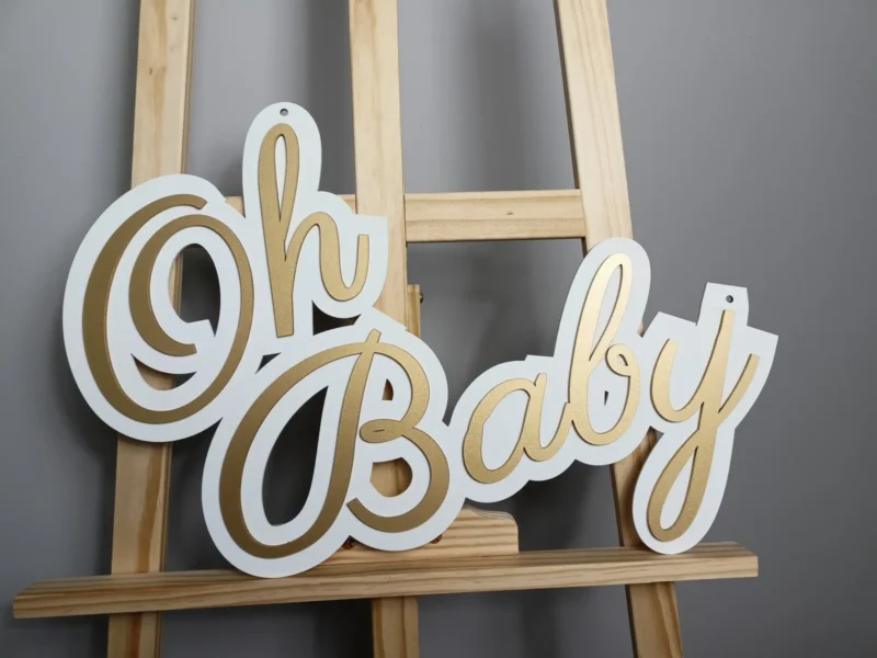 DEKORACJA NA ŚCIANKĘ NAPIS "Oh Baby" - DEKORACJE BALONOWE, BABY SHOWER REKWIZYT DO SESJI FOTO, NAPIS NA ŚCIANKĘ BALONOWĄ - M274