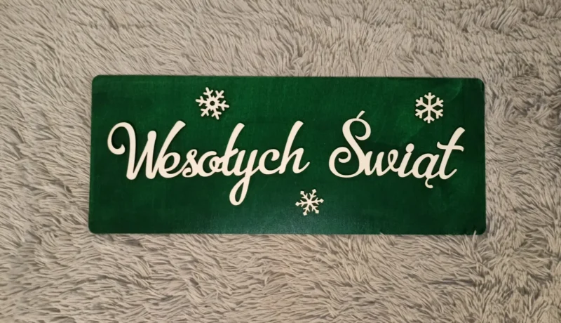 WESOŁYCH ŚWIĄT ZIELONA TABLICZKA DREWNIANA DEKORACYJNA REKWIZYT DO ZDJĘĆ SESJE FOTO - M263