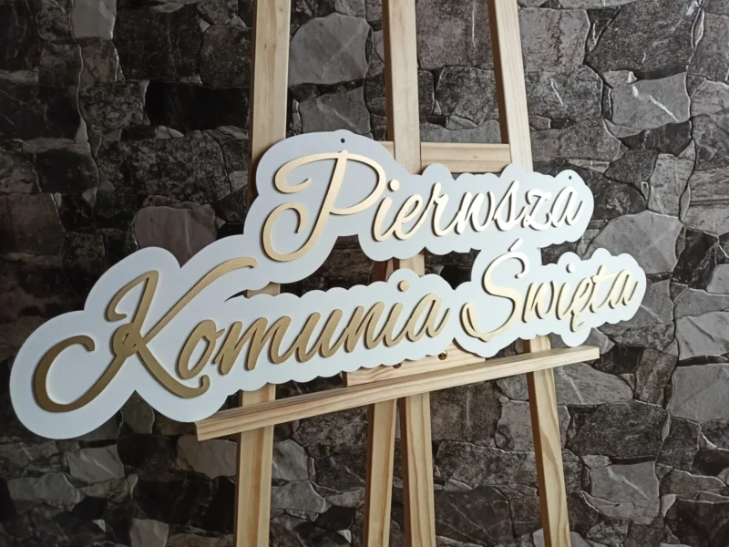 NAPIS NA ŚCIANKĘ "Pierwsza Komunia Święta" 80cm - DEKORACJA KOMUNIJNA, DEKORACJA NA I KOMUNIĘ ŚWIĘTĄ - M312