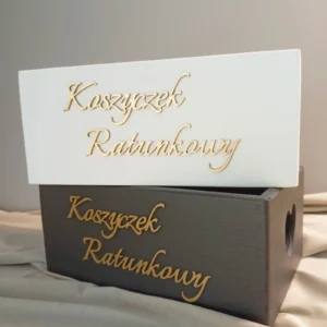 ZESTAW 2X KOSZYCZEK RATUNKOWY - BIAŁY I CZARNY, NIEZBĘDNIK ŚLUBNY, DODATEK NA WESELE, ŚLUB - ZŁOTE NAPISY, STYL GLAMOUR - M401