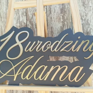 PERSONALIZOWANY NAPIS NA 18 URODZINY + IMIĘ - 60 CM - DEKORACJA URODZINOWEJ ŚCIANKI BALONOWEJ - M338