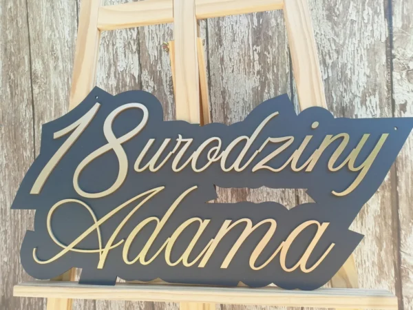 PERSONALIZOWANY NAPIS NA 18 URODZINY + IMIĘ - 60 CM - DEKORACJA URODZINOWEJ ŚCIANKI BALONOWEJ - M338