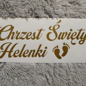 NAKLEJKA DEKORACYJNA CHRZEST ŚWIĘTY + IMIĘ DZIECKA + STOPKI - NAKLEJKA NAPIS NA TABLICĘ POWITALNĄ LUB ŚCIANKĘ - NA006