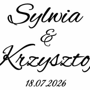 Personalizowana naklejka ślubna z imionami Pary Młodej i datą ślubu – wyjątkowa dekoracja weselna - N009