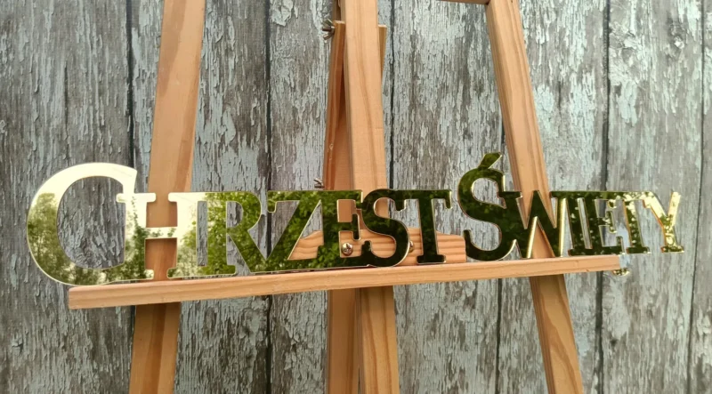 NAPIS Z PLEXI CHRZEST ŚWIĘTY NA ŚCIANKĘ 70 cm - DEKORACJE NA CHRZEST, NAPISY NA ŚCIANKI, DEKORACJE - M425